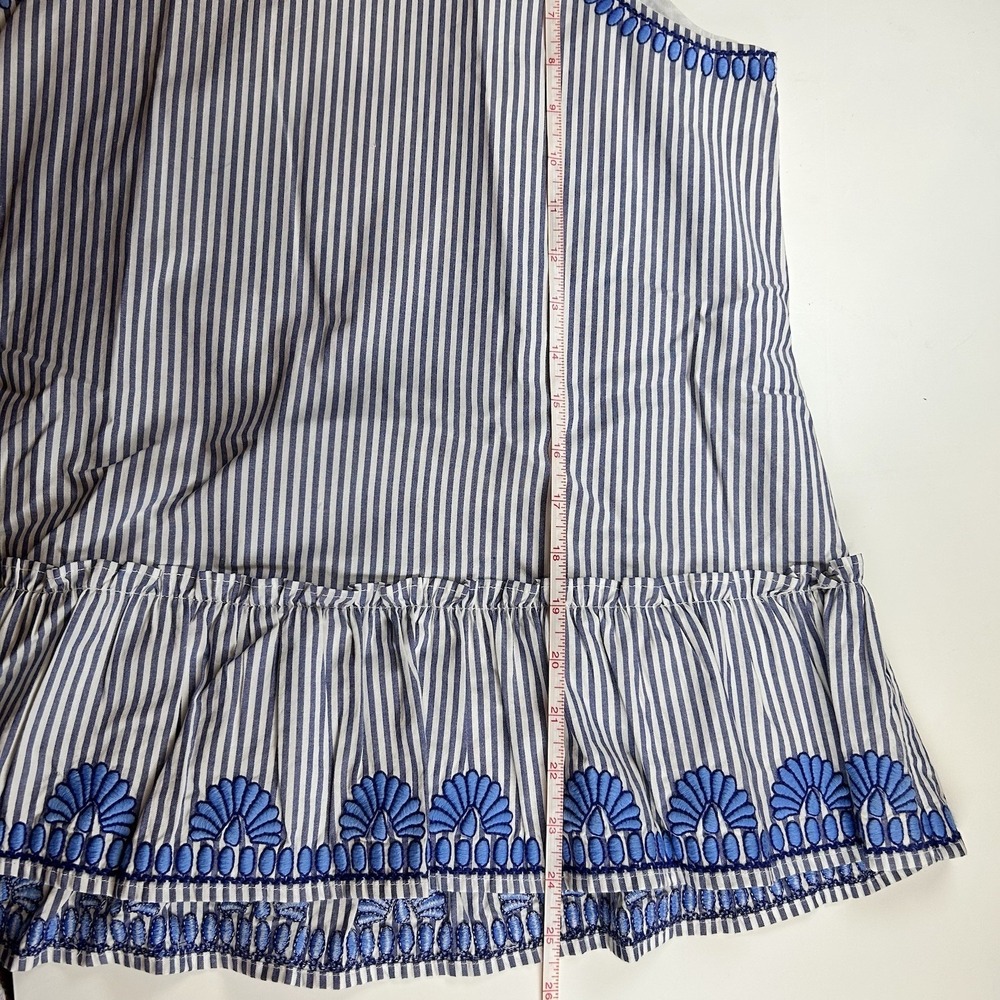 Vineyard Vines Sarah Striped Embroidered Swing Peplum Top S Blue White Lined‎ - Picture 6 of 9